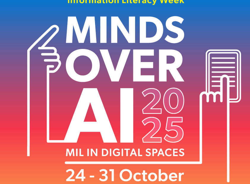 plakat za svetovni teden medijske pismenosti z datumom in krajem dogodka